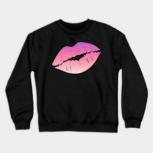 Pastel Pink Ombre Faux Glitter Lips Crewneck Sweatshirt